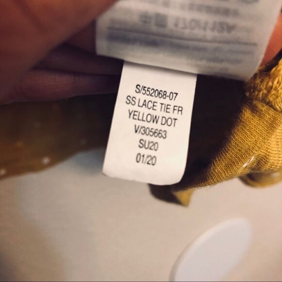 Old navy tie front mustard marigold yellow polka dot top front tie t shirt XL - Picture 6 of 9
